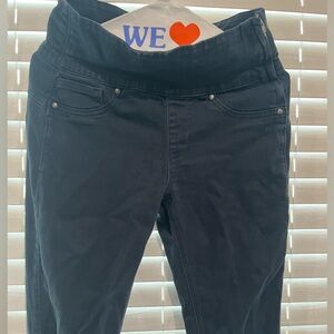 Spanx navy blue jeans tummy flattering side zip size medium 6/8